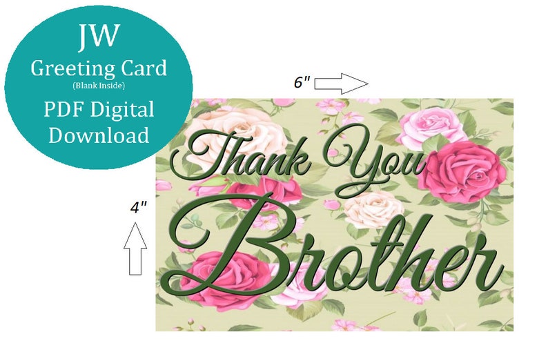 JW Printable Card JW Greeting Card Instant Download Thank | Etsy