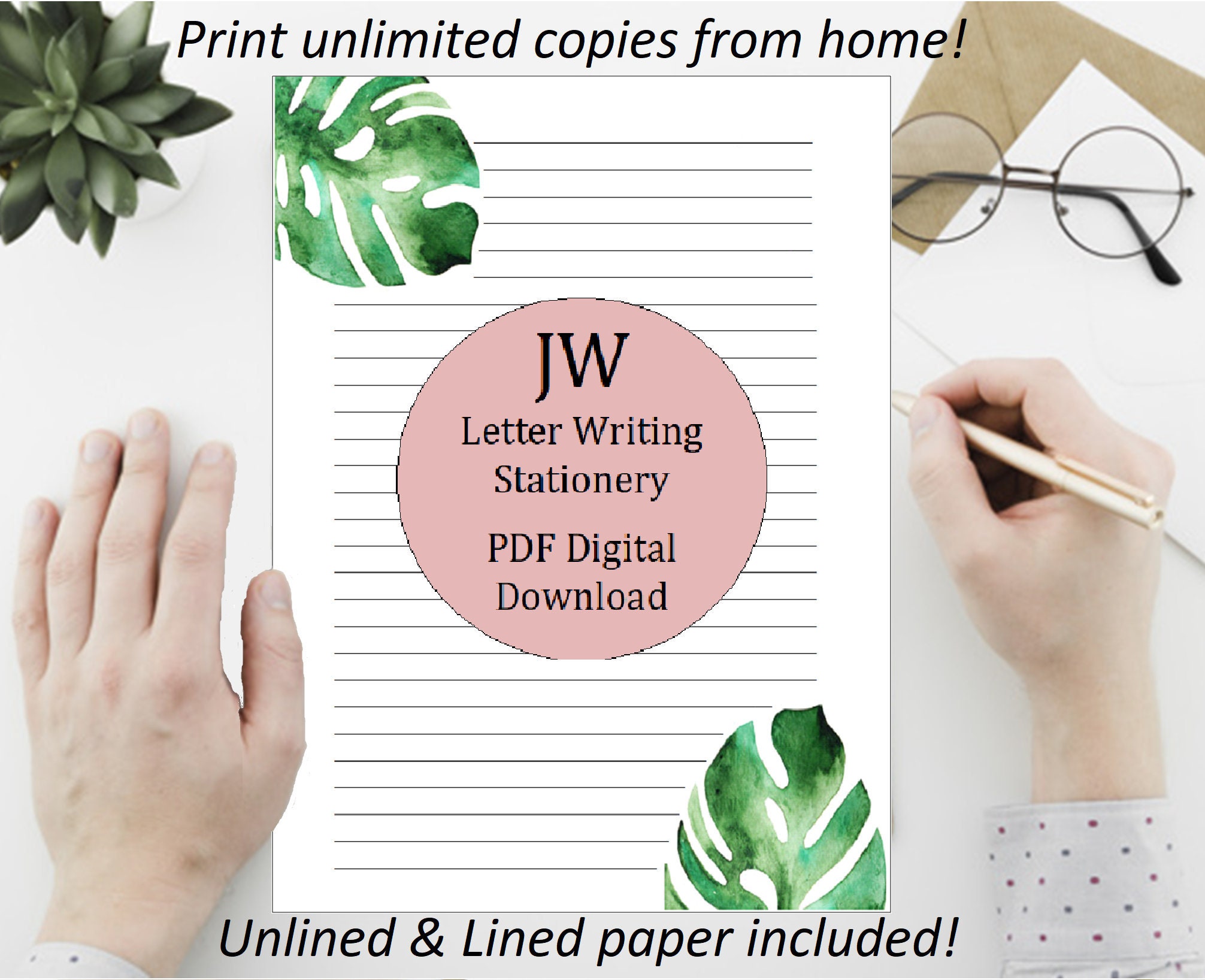 JW Letter Writing Paper Download JW Stationery Instant | Etsy