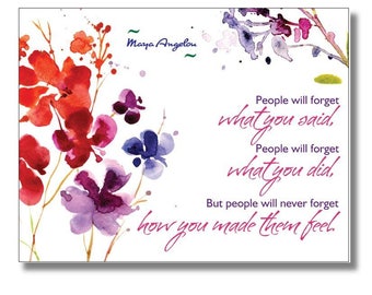 Maya Angelou Quote Postcards, Set of 20, Floral Stationery