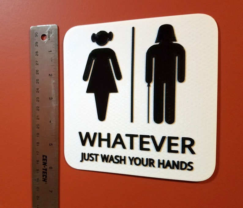 Princess Leia Darth Vader Gender Neutral Bathroom Restroom Sign Star Wars Whatever Just Wash Your Hands Decor image 6