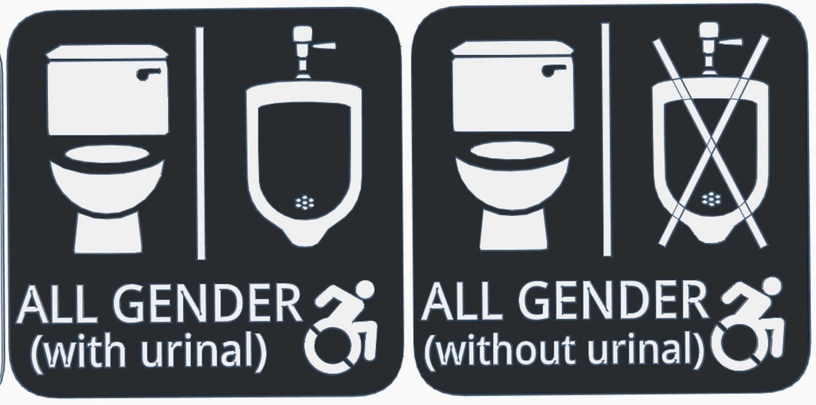 All Gender / Gender Neutral Bathroom With Urinal 3D Printed Etsy