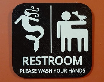 Mermaid & Centaur Restroom Gender Neutral Bathroom Sign Decor