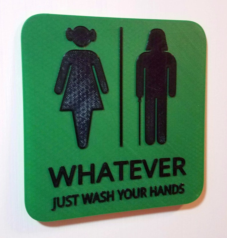 Princess Leia Darth Vader Gender Neutral Bathroom Restroom Sign Star Wars Whatever Just Wash Your Hands Decor image 4