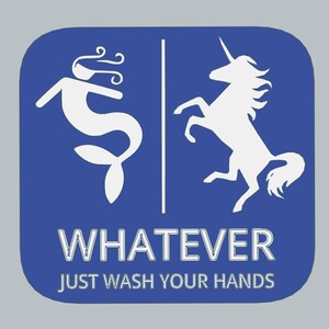 Mermaid Unicorn Bathroom Sign Whatever Just Wash Your Hands Gender Neutral Restroom image 4