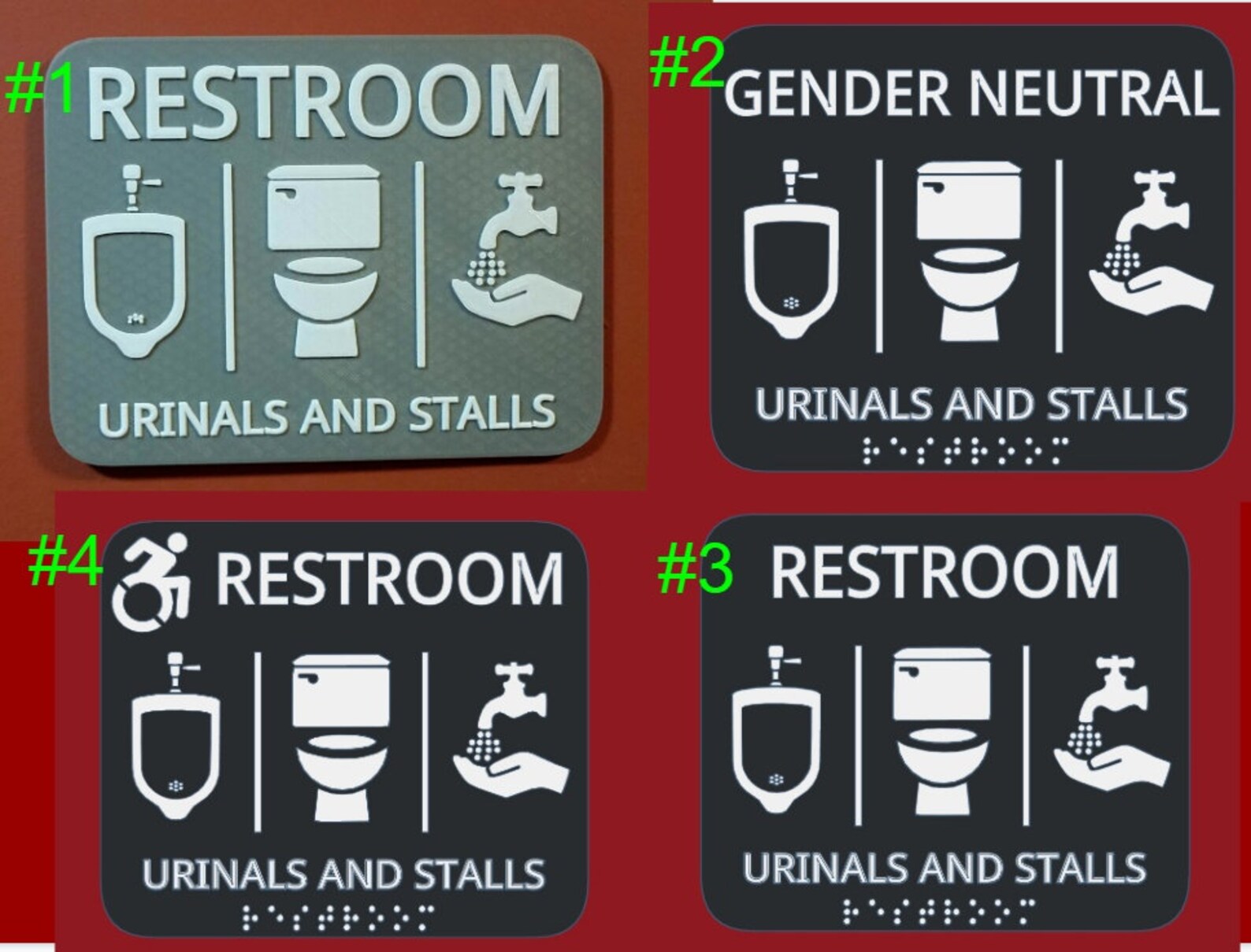 Gender Neutral Bathroom URINALS AND STALLS Restroom Sign Etsy