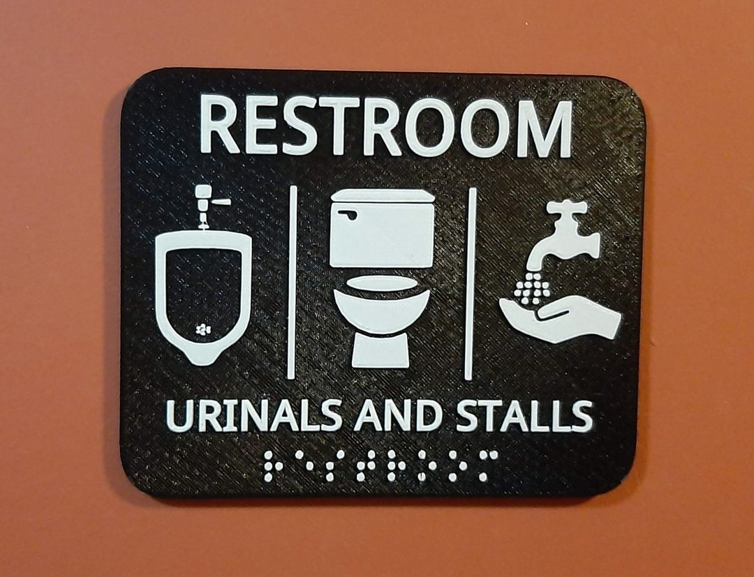 Gender Neutral Bathroom URINALS AND STALLS Restroom Sign Etsy