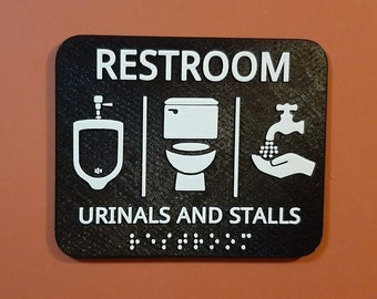 Gender Neutral Bathroom URINALS AND STALLS Restroom Sign