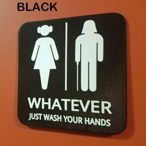 Princess Leia Darth Vader Gender Neutral Bathroom Restroom Sign Star Wars Whatever Just Wash Your Hands Decor image 1