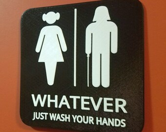 Princess Leia Darth Vader Gender Neutral Bathroom Restroom Sign Star Wars Whatever Just Wash Your Hands Decor