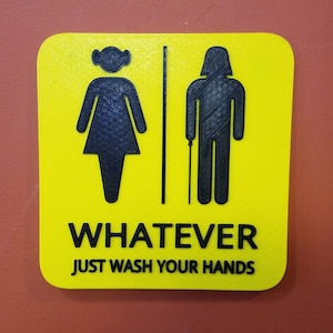 Princess Leia Darth Vader Gender Neutral Bathroom Restroom Sign Star Wars Whatever Just Wash Your Hands Decor image 5