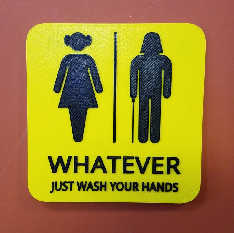 Princess Leia Darth Vader Gender Neutral Bathroom Restroom Sign Star Wars Whatever Just Wash Your Hands Decor image 5