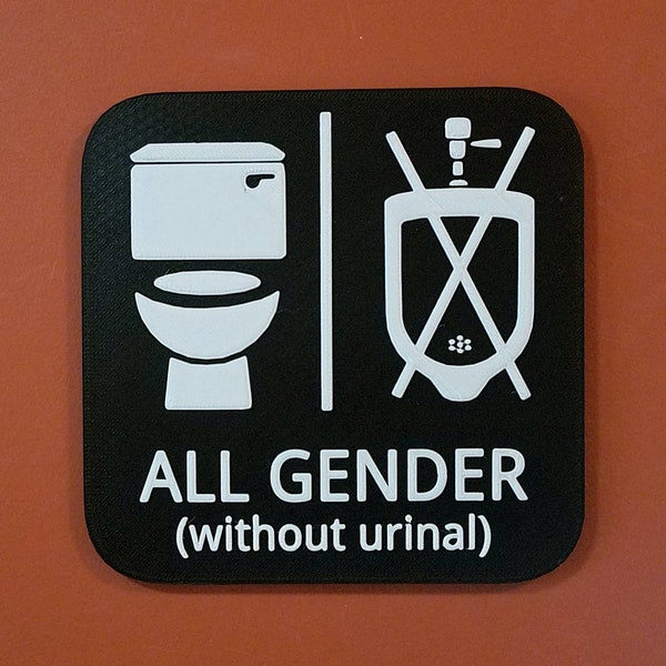 All Gender / Gender Neutral Bathroom (Without Urinal) 3D Printed Restroom Sign