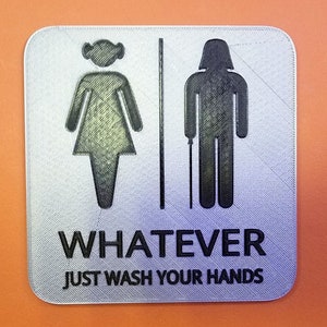 Princess Leia Darth Vader Gender Neutral Bathroom Restroom Sign Star Wars Whatever Just Wash Your Hands Decor image 3