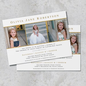 Gold Accent Baptism Invitation (LDS) | 5x7 | Editable