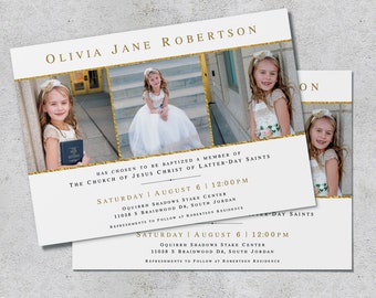 Gold Accent Baptism Invitation (LDS) | 5x7 | Editable