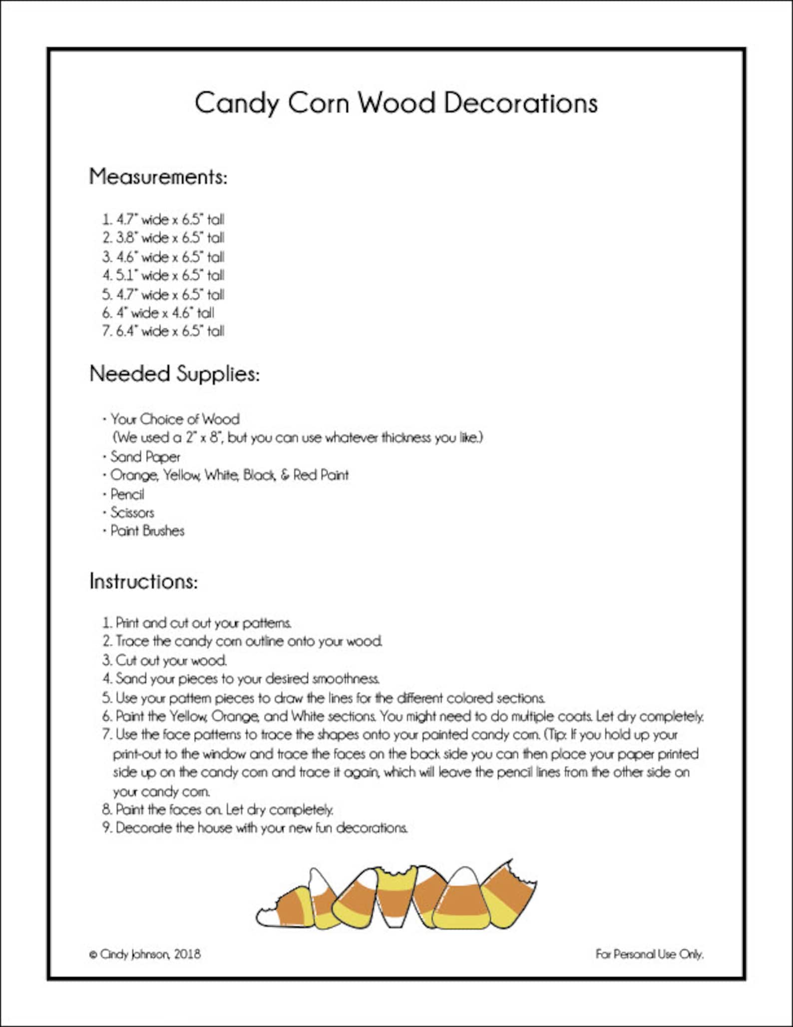 Candy Corn Wood Craft Pattern - Etsy