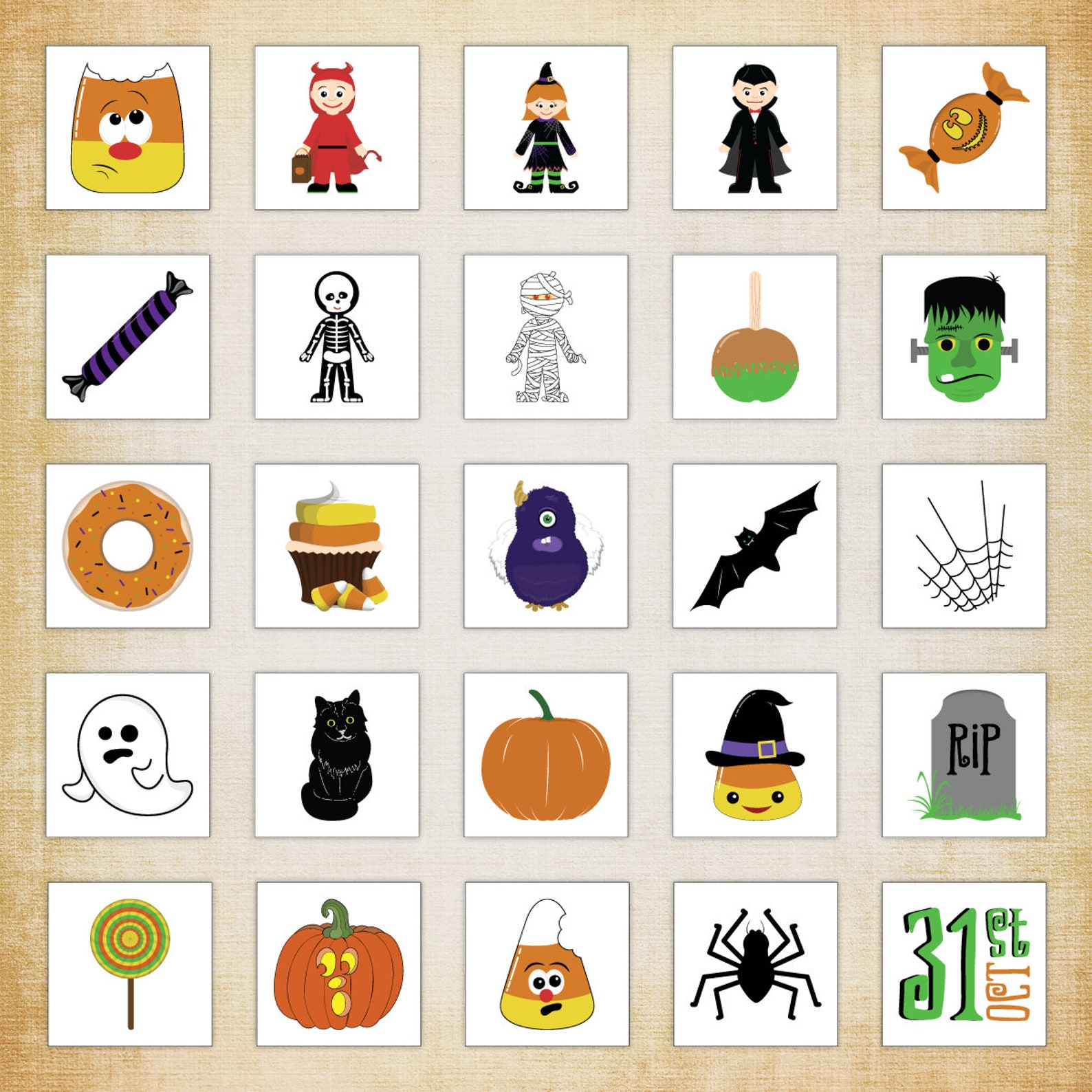 Halloween Bingo Game Printable 12 Cards | Etsy