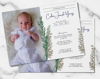 Greenery Baby Blessing Invitation | 5 x 7 | Editable