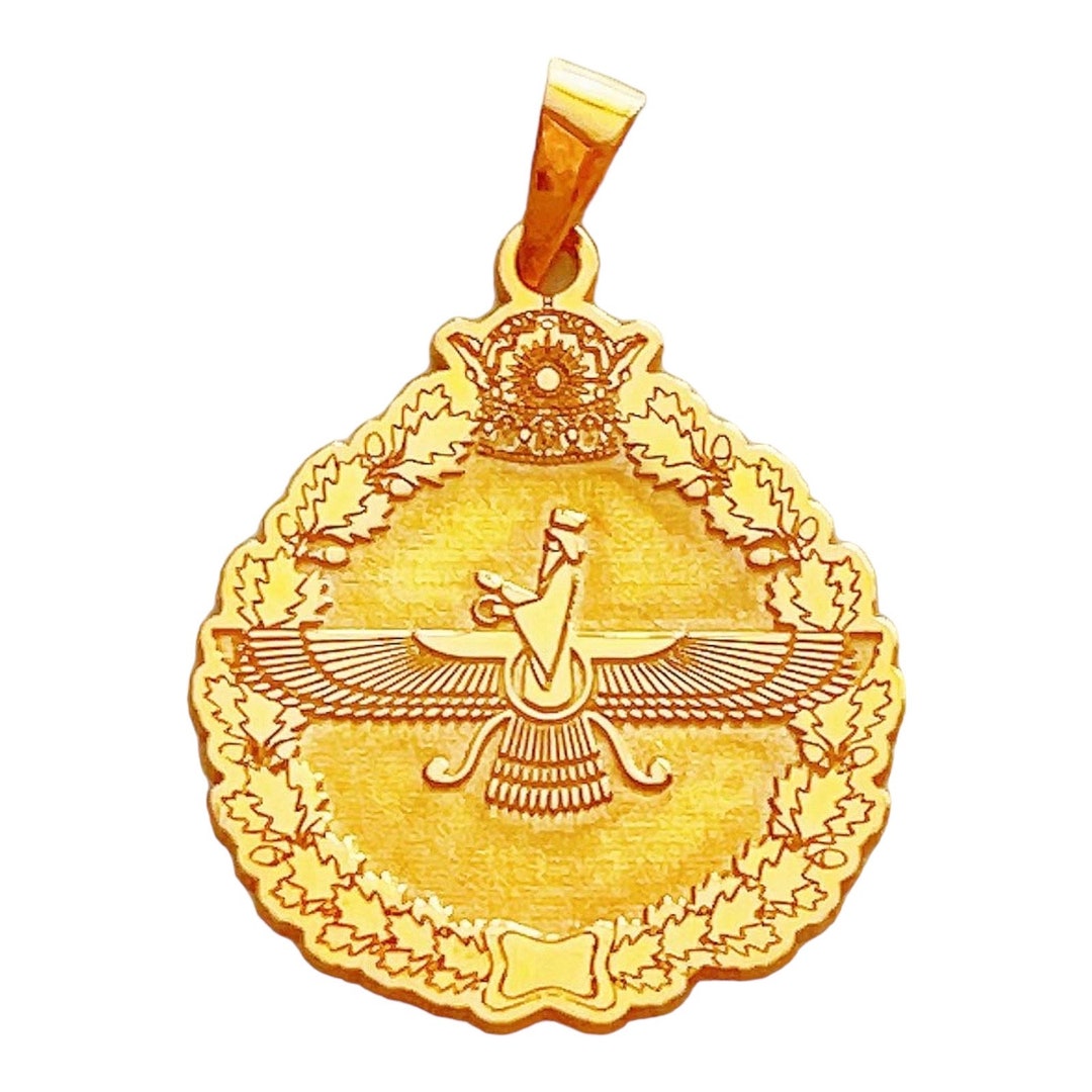 22K Gold Plated Farvahar Ahura Mazda Zoroastrian Achaemenid Etsy