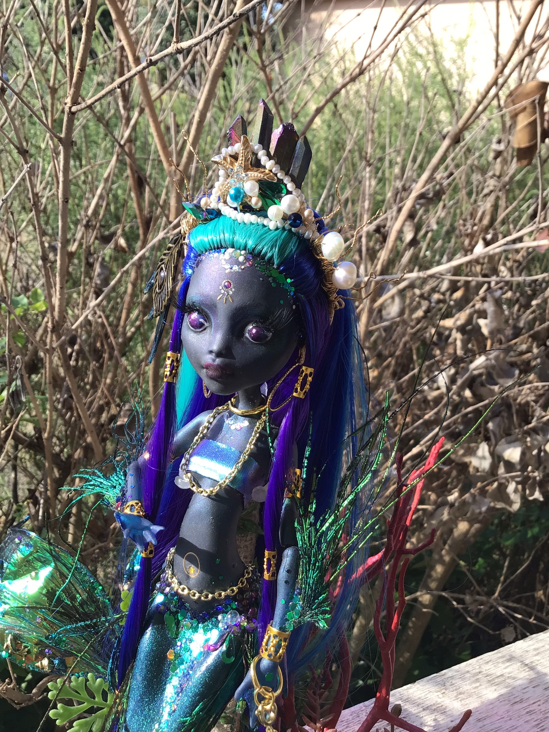 Peacock Mermaid Monster High Doll Lagoona Blue Ooak Doll Etsy Uk