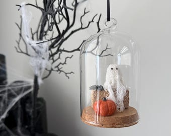 Mini Halloween Ghost Glass dome ornament