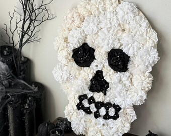 Handmade Flower Wood skull Wall Decor - Halloween Decor