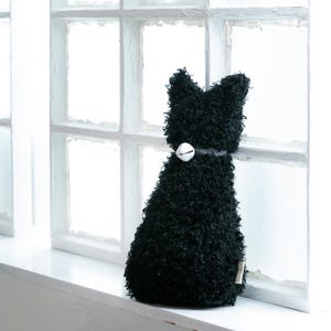 Faux Fur Black Cat Pillow Cushion