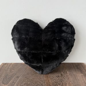 Black Faux Fur Heart-shaped Pillow Cushion