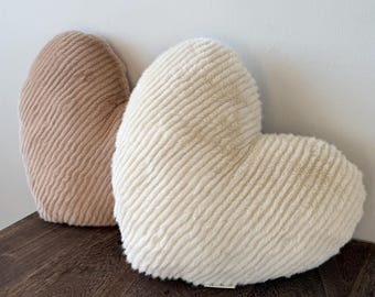 Striped Faux Fur Heart-shaped Pillow Cushion