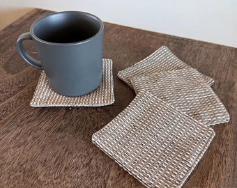 Taupe Fabric Drink Coasters 4-pack
