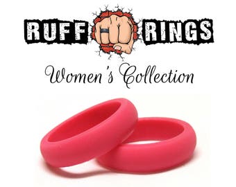 PINK Silicone Ring Wedding Band For Women / Crossfit Gym Workout Fitness Active Ring / Silicone Wedding Ring / RUFF RINGS rubber silicone