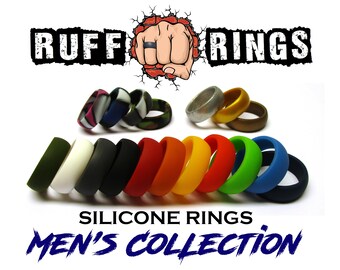 RUFF RINGS - Silicone Rings Silicone Wedding Ring Band Gift For Men Husband Father Military Personalized Custom Engraved Silicone Ring Band