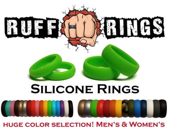 GREEN Silicone Wedding Ring Band - RUFF RINGS Silicone Ring Personalized Wedding Band - Crossfit Workout Gym Sports Athletic Wear Team