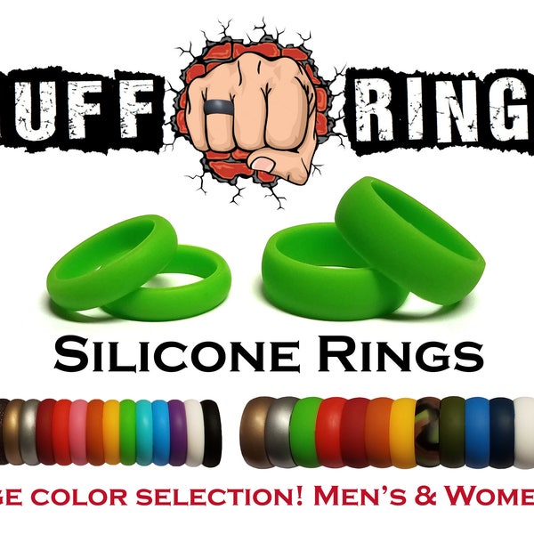 GREEN Silicone Wedding Ring Band - RUFF RINGS Silicone Ring Personalized Wedding Band - Crossfit Workout Gym Sports Athletic Wear Team