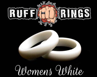 WHITE Silicone Ring for Women / Women's Silicone Wedding Ring Band / Stackable Silicone Rings / Crossfit Yoga Gym Workout Fitness Active