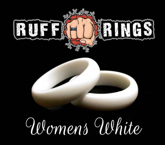 WHITE Silicone Ring for Women / Women's Silicone Wedding Ring Band /  Stackable Silicone Rings / Crossfit Yoga Gym Workout Fitness Active 