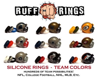 Silicone Rings TEAM COLORS! - Custom Engraved Personalized Silicone Wedding Band / Mens Gift Football Sports Ring Jewelry / Team Fan NFL
