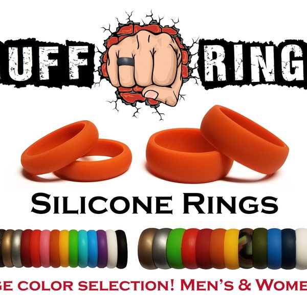 ORANGE Silicone Ring Wedding Band - Durable Silicone Wedding Rings Bands Gym Work Beach Pool Sports Fitness Crossfit