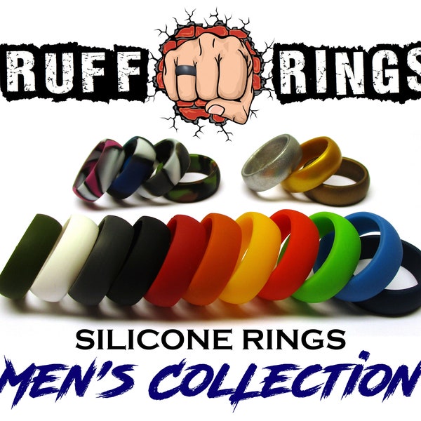 RUFF RINGS - Silicone Rings Silicone Wedding Ring Band Gift For Men Husband Father Military Personalized Custom Engraved Silicone Ring Band