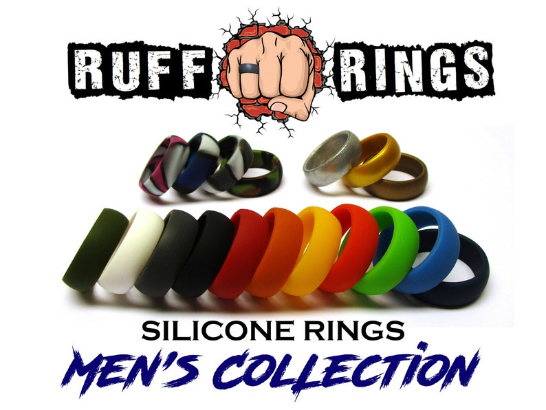 RUFF RINGS Silicone Rings Silicone Wedding Ring Band Gift For Men Husband Father Military Personalized Custom Engraved Silicone Ring Band image 1