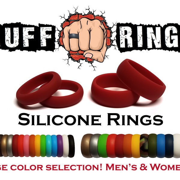 GARNET/BURGUNDY Silicone Ring - Silicone Wedding Rings Bands by Ruff Rings - Great for Work, Construction, Gym, Sports, Beach, Pool, Comfort