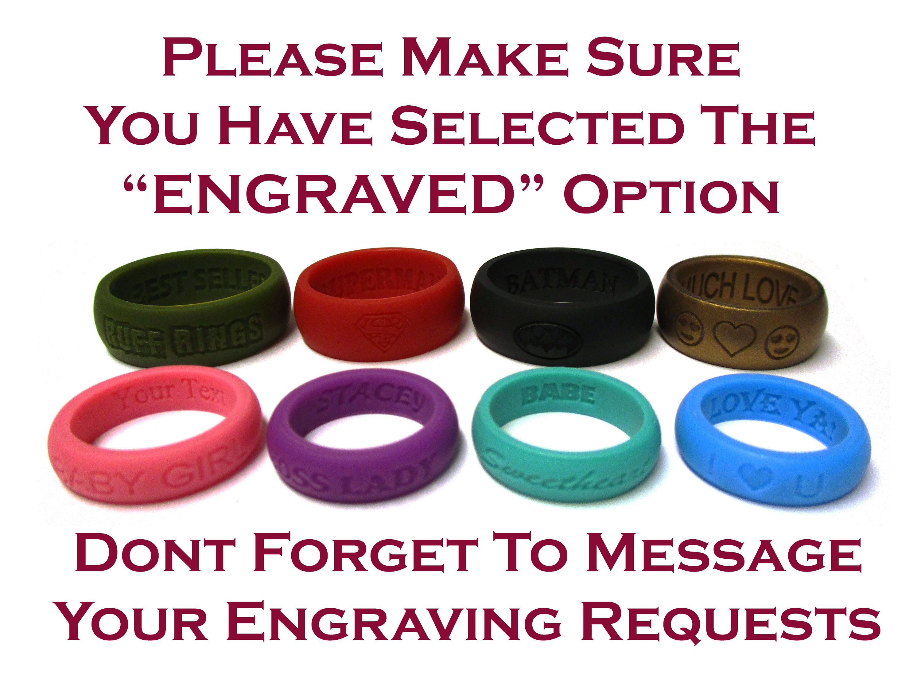 Custom engraved silicone wedding ring store