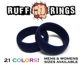 DARK BLUE Mens Silicone Wedding Ring Band / Ruff Rings-Custom Engraved Personalized Silicone Rings / Size 8 9 10 11 12 13 / Gifts For Men