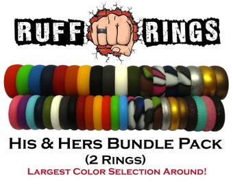 HIS & HERS Bundle - Silicone Rings - Mens and Womens Rubber Silicone Wedding Ring Band Stackable Silicone Ring Anniversary Engagement Gifts