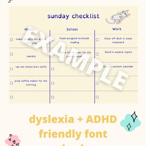 ADHD and Dyslexia Friendly Editable Printable Weekly Checklist instant PDF download image 2