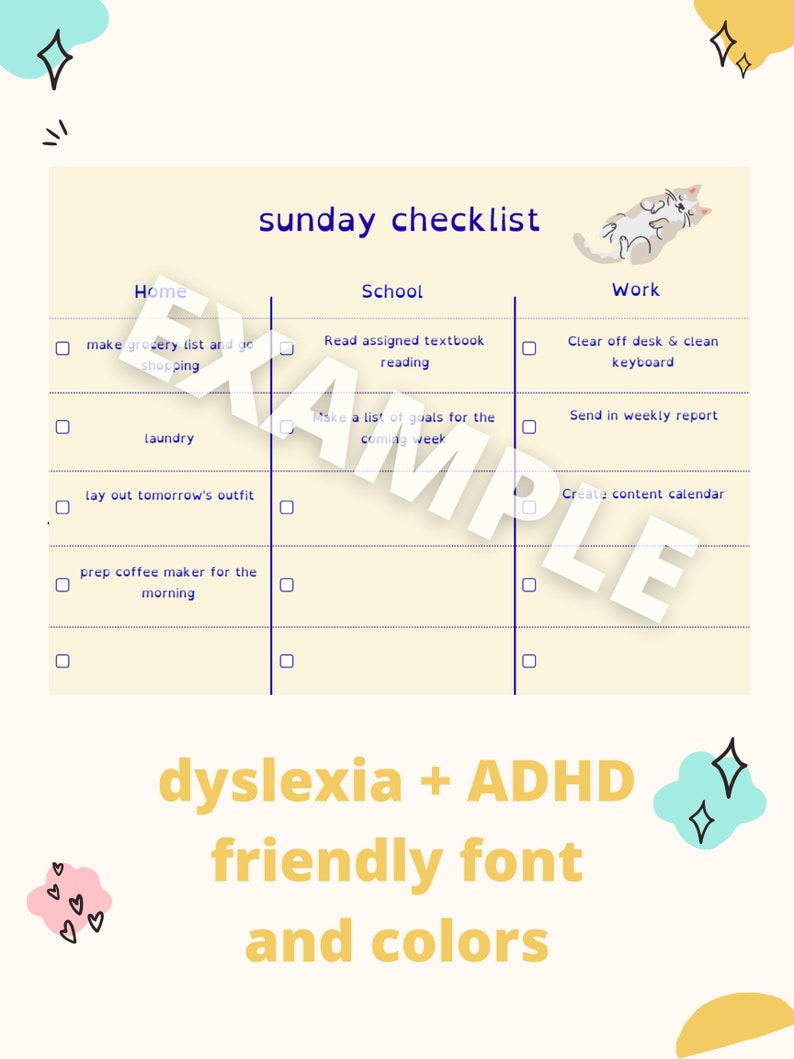 ADHD and Dyslexia Friendly Editable Printable Weekly Checklist instant PDF download image 2