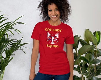 Cat Lady Shirt, Cat Lady Gifts, Cat Mom, Cat Lover, TNR, Cat Rescue, Red, Short-Sleeve, Unisex T-Shirt