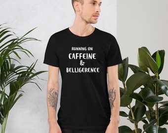 Funny Coffee Shirt, Caffeine, Stress, Belligerence, Beans, College Student, Workaholic, Short-Sleeve Mens T-Shirt