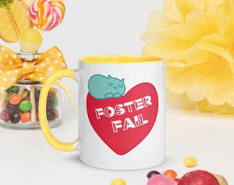 Foster Fail, Tasse de chat avec couleur à l’intérieur, Amant de chat, Cadeau de chat, Dame de chat, Papa de chat