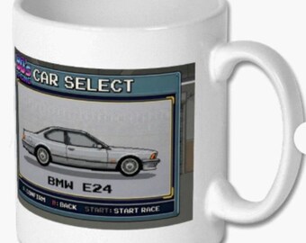 MUG - 80's Sports Coupes (Various Models) - Pixel Style Gaming Double Sided Car Art Mug Nintendo Sega